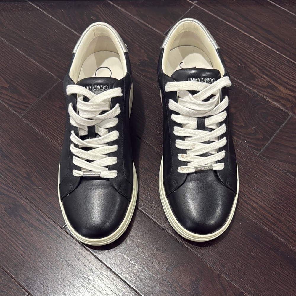 Jimmy Choo Men's Black Leather Low-Top Sneakers